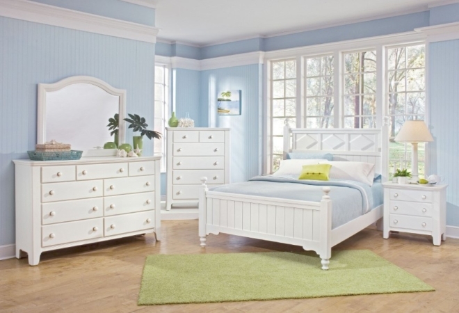 Dazzling Blue Bedroom With Cool White Country Cottage Furniture Set And Rectangle Green Shag Rug Idea In  White Cottage Style Bedroom Furniture
