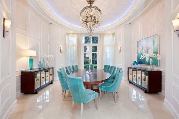 mirrored-sideboard-ideas-formal-dining-room-design-oval-dining-table-polished-floor